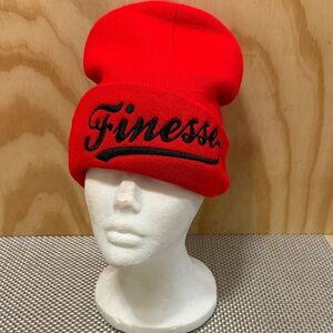 FINESSE* WAFFLE BLACK BEANIE Red, Brand New